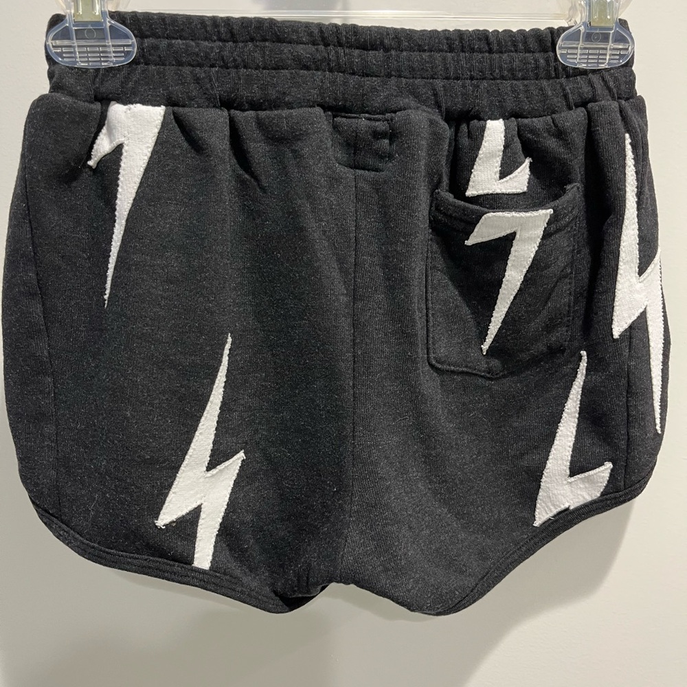 Aviator Nation Black Shorts with White Bolt Design
